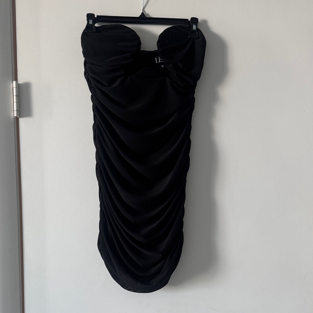 Leau London Black Mesh Mini Dress